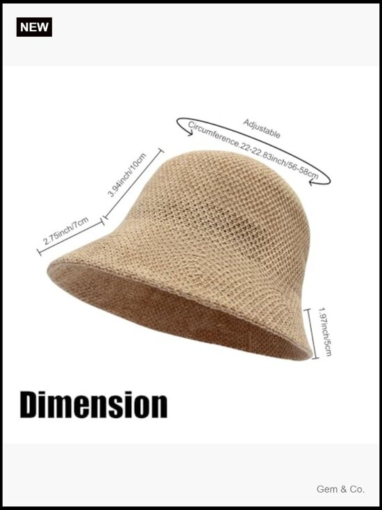 Lightweight Packable Sun Hat Foldable Woven Bucket Hat Beach Hat Floppy Knitted main image 5